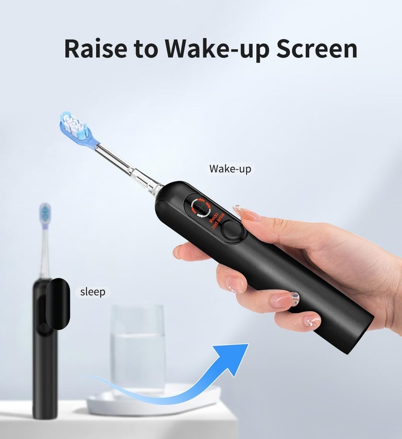 LUMENKIND Sonic Toothbrush with Travel Case, Electric Toothbrush, AI Smart Display, 4 Modes with Missed Spot Detection, Pressure Sensor, 2 Mins Timer, 40° Oscillating 52000 VPM, 2 Brush Heads, IPX7 - Image 5